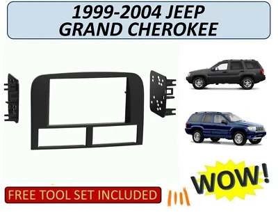 Kit de rádio painel instalação estéreo carro Double Din para 1999-2004 Jeep Grand Cherokee - Imagem 1 de 3