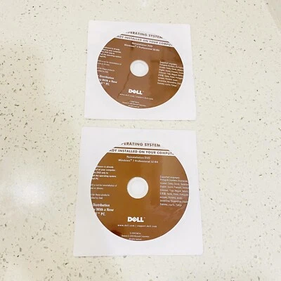 2 X Brand New Dell Windows 7 Professional 32 Bit Reinstallation DVD Discs New - Image 1 of 4