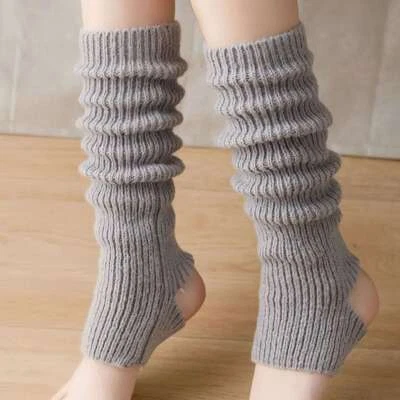 Mujeres Calentadores de Piernas Invierno Cálidos Largos Bota Calcetines Acanalados Tejido Sin Tacón Pierna Calcetín Cálido Foto 1 de 4