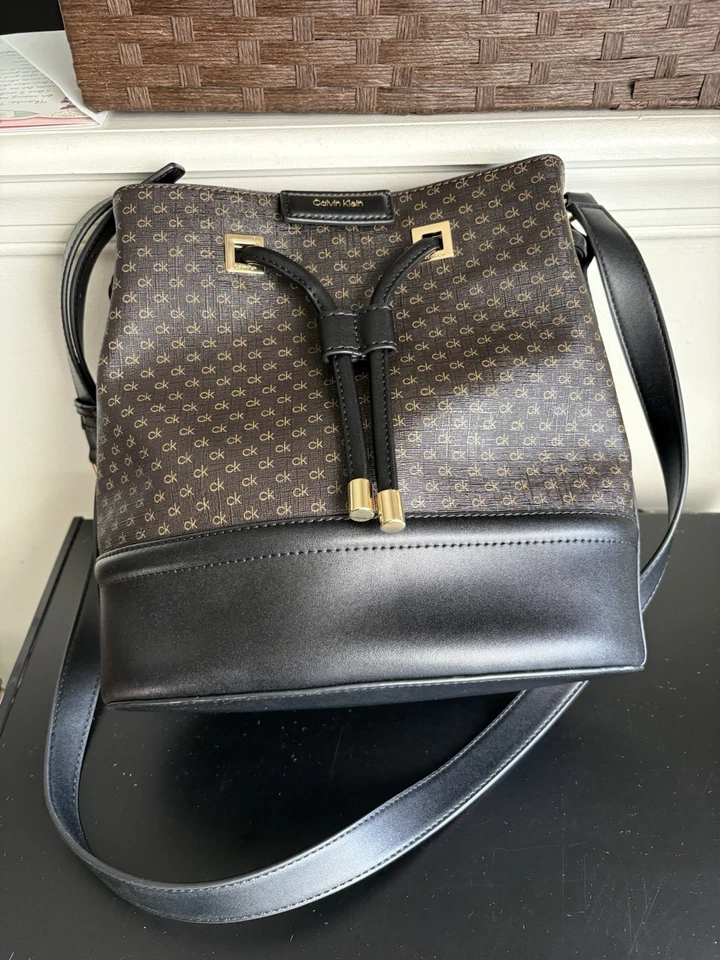 Calvin Klein Black/brown Ash Bucket Crossbody Bag   - Image 1 of 4