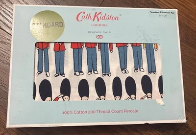 NEW Cath Kidston Christmas London Guards Pillowcases Standard Pair 200 TC Cotton - Image 1 of 2
