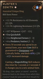 💥DIABLO 4💥SEASON 10💥Druid Ring💥Hunter's Zenith 1GA Quickshift + Perfect 60% - Picture 1 of 1