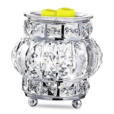  Electric Wax Melt Warmer Wrought Iron Crystal Oil Burner for Home, Silver - Image 1 of 4
