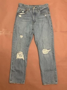Women’s Levi’s 501 Original Cropped Ripped Jeans Size 26 - Picture 1 of 2