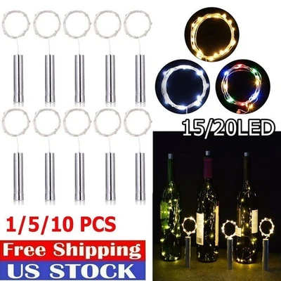 (1/5/10 PIEZAS) 15/20 LED Cálido Fresco Botella de Vino Forma de Corcho Noche Hada Cadena de Luz Foto 1 de 4