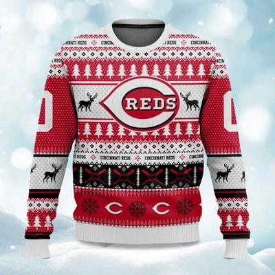 2025 Christmas Reds Baseball Personalized Ugly Sweater -  Christmas Gift - Image 1 of 4