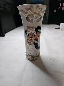 Disney Mickey & Minnie Mouse Porcelain Wedding Vase Bride Groom 9" - Picture 1 of 5