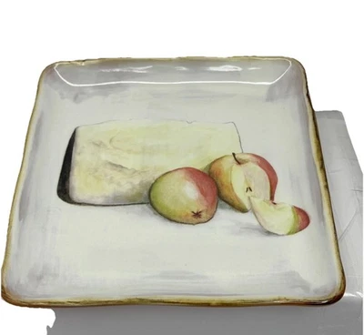 Crate & Barrel Appetizer Plate 7 Inch Square Made in Italy Apple Cheese - Image 1 of 3