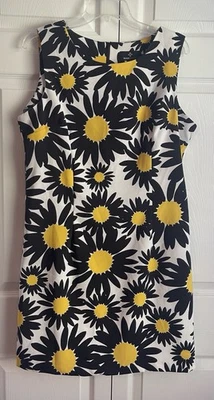 Vestido Vaina Ronni Nicole Blanco Negro Amarillo Estampado Margarita Sin Mangas Talla 14P Foto 1 de 4