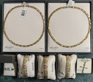 BRILLIANCE FINE JEWELRY 925 STERLING SILVER CHOKER NECKLACE BRACELET RING LOT !! - Picture 1 of 21