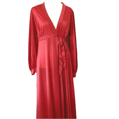 Vintage Miss Elaine Robe Bathrobe Size ? Coral 56” L  Peignoir Intimates 1970’s - Image 1 of 4