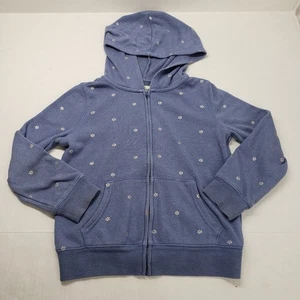 OshKosh B'gosh Full Zip Hoodie Girls 7 Blue Ditzy Floral Preppy Bohemian Jacket - Picture 1 of 21
