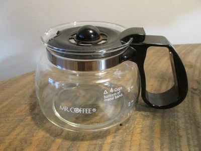 MR. COFFEE 4 TAZAS JARRA DE REPUESTO BANDA DE ACERO INOXIDABLE BORDE NEGRO EXC. COND. Foto 1 de 3