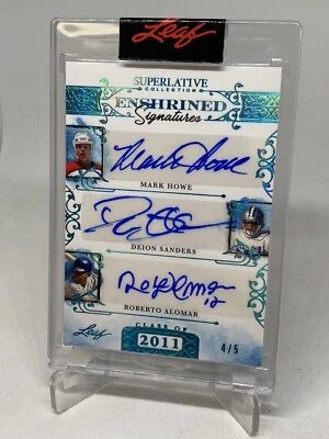 2021 SUPERLATIVE ENSHRINED AUTO DEION SANDERS  MARK HOWE ROBERTO ALOMAR #/5 - Image 1 of 4