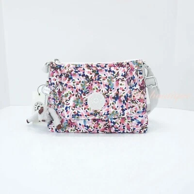NUEVO CON ETIQUETAS Kipling KI0093 Eleanor Bandolera Bolso de Hombro Cartera Nylon Hojas de la Suerte Multi Foto 1 de 4
