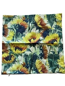 SUNFLOWERS Floral Throw Accent Pillow Cover Country Farmhouse 17” Square Zipper - Picture 1 of 5