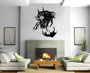 Panther in Flames Jungle Hunter Animal Decor Wall Mural Vinyl Art Sticker M366 - Picture 1 of 2