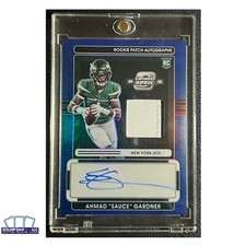 2022 Optic Contenders Ahmad "Sauce" Gardner Rookie Patch Auto RPA Blue Prizm /50