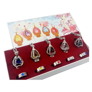 Anime Cosplay Puella Magi Madoka Magica Soul Gem 5 Necklace + 5 Rings With BOX - Picture 1 of 6