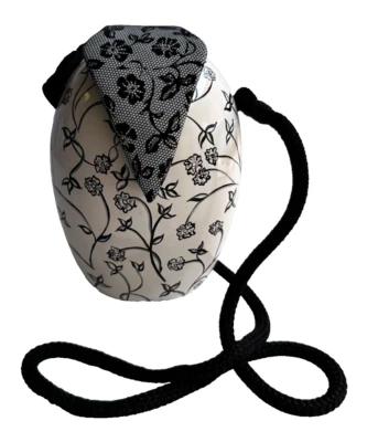 Timmy Woods Beverly Hills Wooden Egg Purse Signed Vtg Black White Floral Hinged - Image 1 of 4