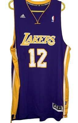 L A Lakers Dwight Howard # 12 Adidas NBA Sz 2XL men's Jersey Purple Gold 2 Lngth - Image 1 of 4