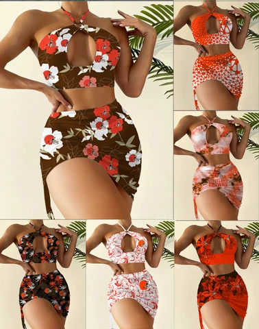 Cleveland Browns Womens 2 Pieces Cutout Swimsuit Halter Bikini Sexy Bathing Suit Cover