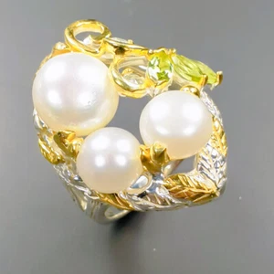 Natural Not Enhanced Pearl Ring 925 Sterling Silver Size 7 /B-R1020 - Picture 1 of 5