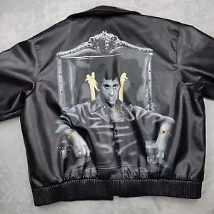 Scarface Jacket Mens XXXL Vintage Faux Leather Varsity Bomber Coat Tony Montana - Picture 1 of 10