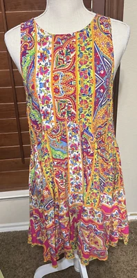 JODIFL Colorido Vestido Patinador Talla M Sin Mangas Verano Dopamina Paisley Festival Foto 1 de 4