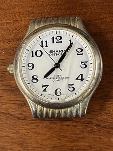 Orologio al quarzo Sharp Optiglo quadrante bianco quadrante illuminato brillante cassa metallo RIPARAZIONE - Foto 1 di 3