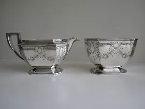 Antique Barbour Silver Co Silverplated Sterling Boarders 7300 Cream and Sugar - Picture 1 of 9