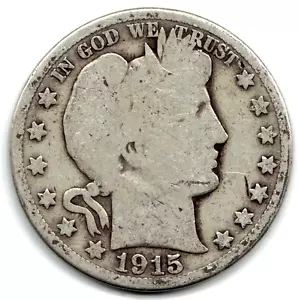 Medio dólar de peluquero S 1915 grados BUENO. ~VER EL ESCANEO stk 15-26 - Imagen 1 de 5