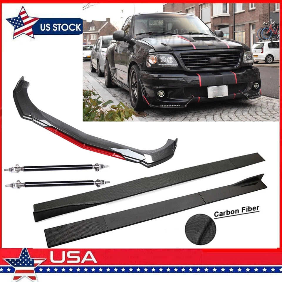 Front Rear Bumper Lip Spoiler Splitter Body Side Skirt For Ford F-150 Lightning Foto 1 de 4