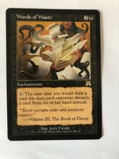 MTG ONSLAUGHT WORDS OF WASTE EX MAGIC THE GATHERING BLACK ENCHANTMENT RARE ENG