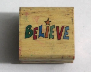 Believe - Christmas Magic Star Religious Christian Xmas Rubber Stamp 1.25" - Picture 1 of 9