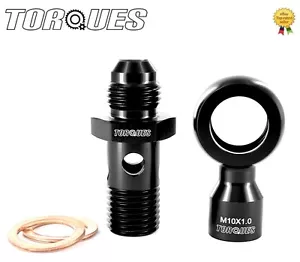 AN -6 (AN6) Male to M14x1.5 Banjo Bolt With M10x1.0 Banjo Sensor Adapter Black - Picture 1 of 2