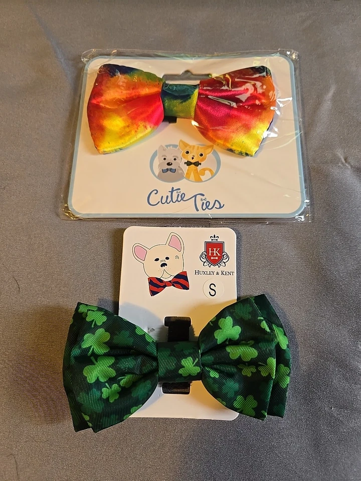 2 Bow T Ies для девочки или мальчика собаки или кошки; St Patricks день и яркий галстук краситель - Изображение 1 из 2