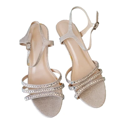 David's Bridal Bride Shoes Size 10 Wedding Rhinestones Strappy Used 1x - Image 1 of 4