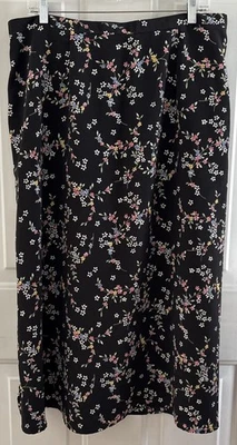 Falda Larga T R Bentley Plus 20 Negro Floral Pastel Flores Cintura Elástica Carrera Foto 1 de 4