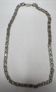 Flat Byzantine Heavy Sterling Silver 7.2 mm Chain Necklace – 23” | 80.9 Grams - Picture 1 of 8