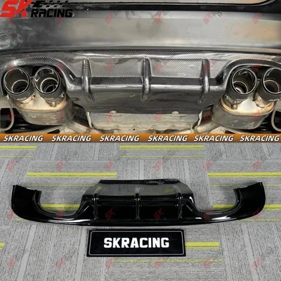 Difusor labial traseiro preto brilhante fibra de carbono/para-choque serve para 2016-2019 Jaguar XF - Imagem 1 de 4