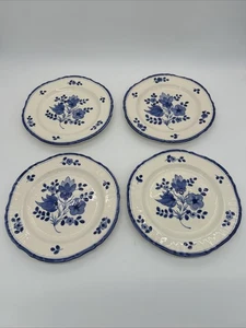 4 Vintage Zell Am Harmersbach Floral Dinner Plates German Blue & White 1092 - Picture 1 of 21