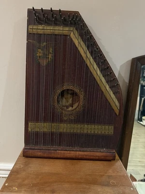 Antique Zither Phono Harp Musical Chord String  Instrument 19 x 12 - Image 1 of 4