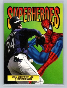 SkyBox Dugout Axcess 1998 #3SH Ken Griffey Jr./Spider-Man SuperHeroes - Imagen 1 de 2