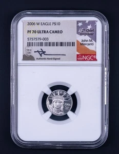 2006-W American Platinum Eagle $10 NGC PF70 Ultra Cameo Mercanti Signed REB003 - Picture 1 of 2
