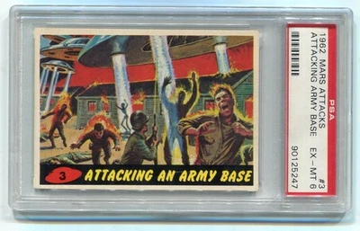 1962 TOPPS MARS ATTACKS #3 "ATTACKING AN ARMY BASE" PSA 6 - Image 1 of 3