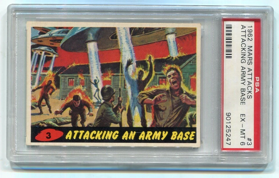 1962 TOPPS MARS ATTACKS #3 "ATTACKING AN ARMY BASE" PSA 6 - Image 1 of 3