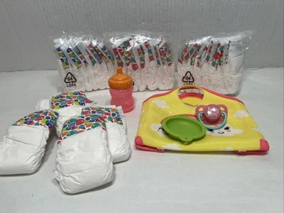 Baby Alive Accessories Lot Diapers Bottle Pacifer Dishes - Image 1 of 3