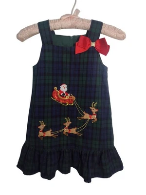 Vestido de Navidad para niños pequeños 2T tartán a cuadros bordado navideño de colección ediciones raras Foto 1 de 4