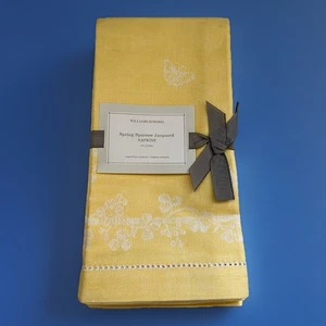 Williams Sonoma gelb Frühling Spatz Jacquard Servietten Blumen Schmetterlinge - Bild 1 von 7